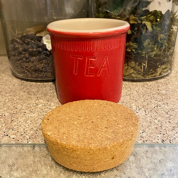 MADE IN ITALY 🇮🇹 CERAMICHE ALFA Glossy Red TEA Jar w/Cork Lid - Picture 5 of 9